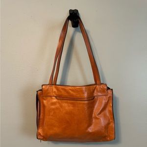 HOBO Brown Leather Tote Shoulder Bag Purse Laptop Travel Work Office